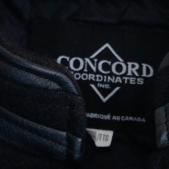 VTG Concord Coordinates Black Jutzi Limited Logo Leather And Wool Varsity Bomber - Picture 5 of 12